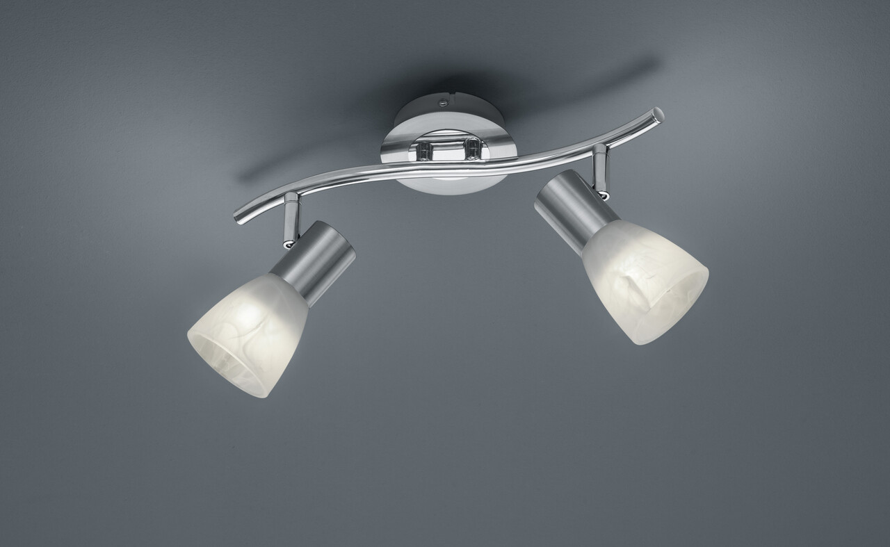 Plafoniera Levisto, TRIO, 33x10x19 cm, 4.9W, 2x E14, metal, nichel mat/alb - imagine 3